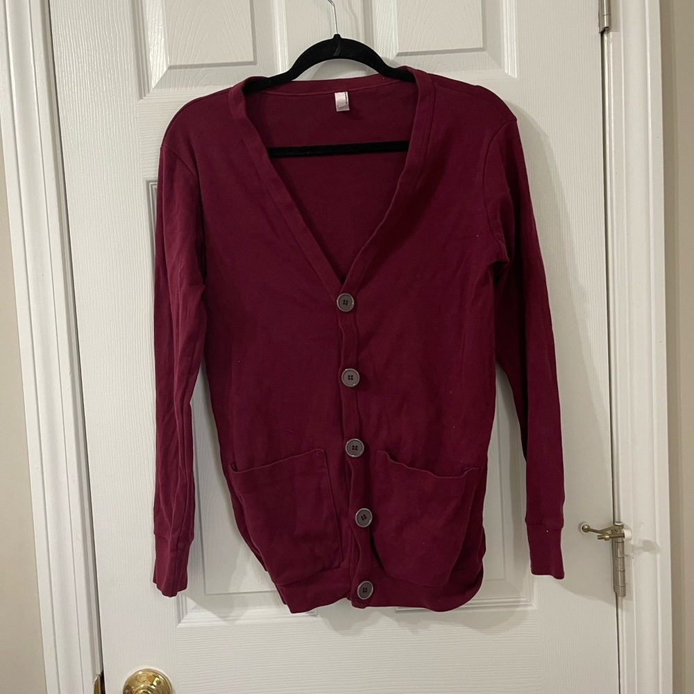 Burgundy American Apparel “Classic Girl” Button up Cardigan